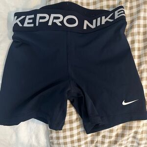 Nike Pro Navy Compression Shorts with White Logo